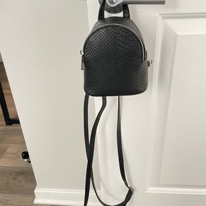 Mini Black Embossed Snake Print Backpack